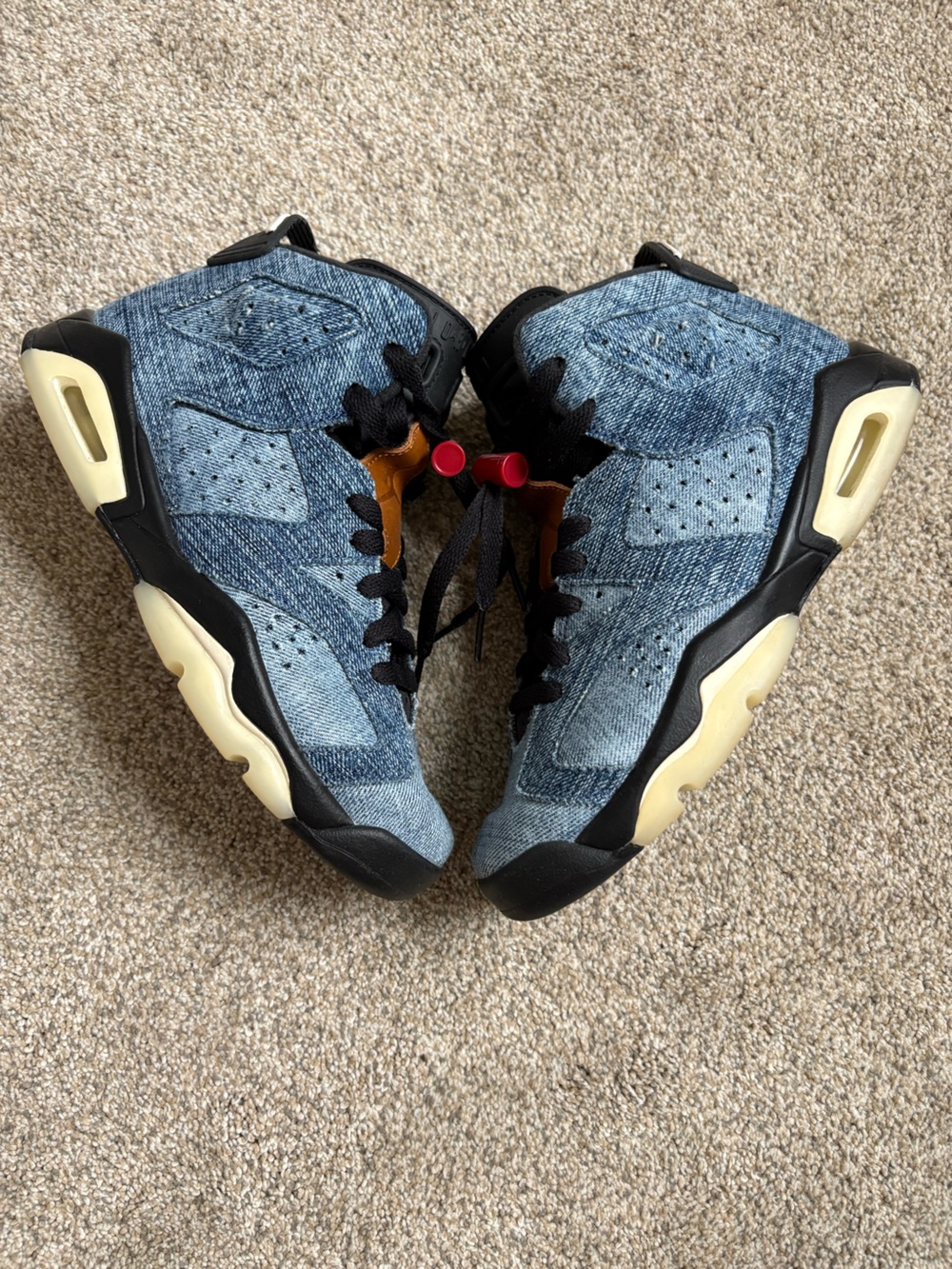 Jordan - Retro Air Jordan 6 "Washed Denim" Acid Wash Sneakers - Sz 4.5 Y / 6.5 W - Picture 5 of 9